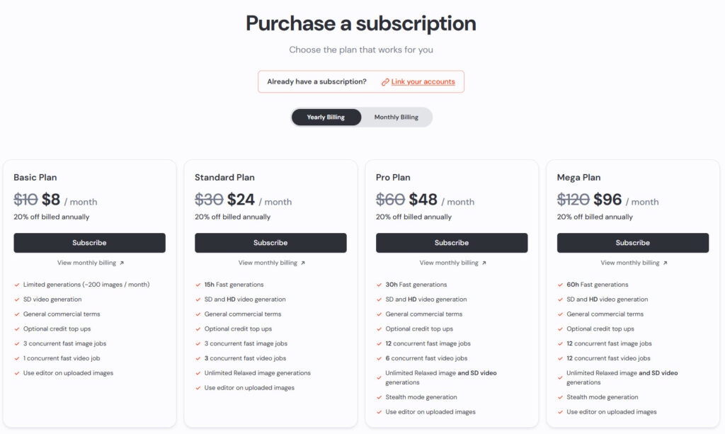 Midjourney subscription
